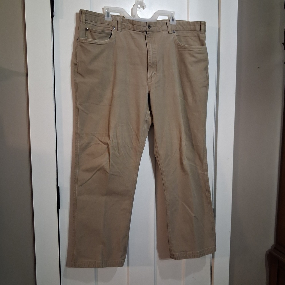Duluth Trading Co Flex Fire Hose Pants Mens 44x30 Khaki Workwear Casual Rugged